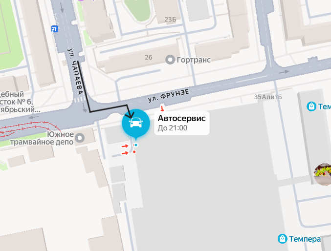 Карта: расположение Автокрепость на ул. Фрунзе, 35а